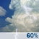 This Afternoon: Showers and thunderstorms likely. Partly sunny, with a high near 91. Northeast wind 0 to 5 mph. Chance of precipitation is 60%. New rainfall amounts less than a tenth of an inch possible. This Afternoon: Showers And Thunderstorms Likely